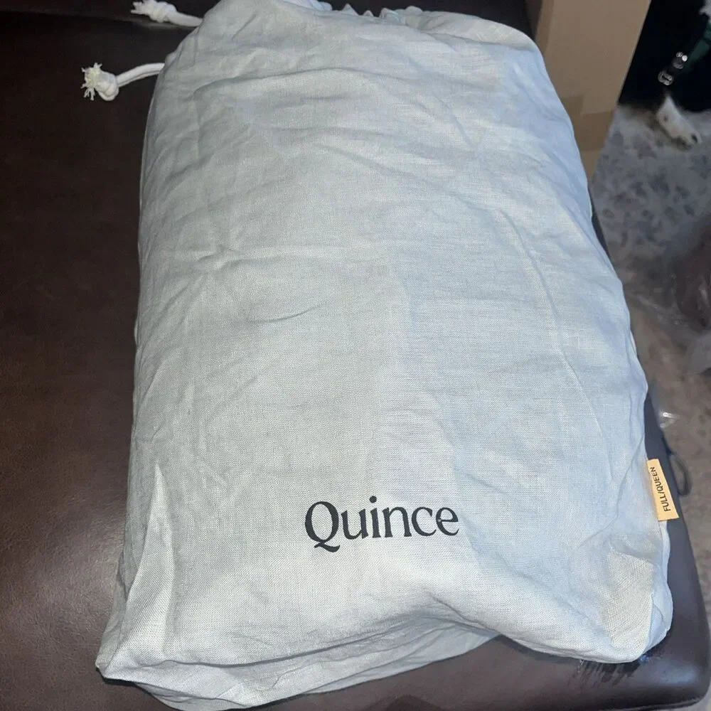 European Linen Duvet Cover Set, Full/Queen, Mist Msrp $154